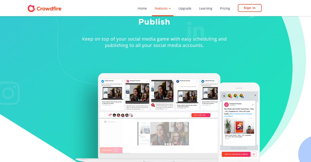crowdfire social media scheduler