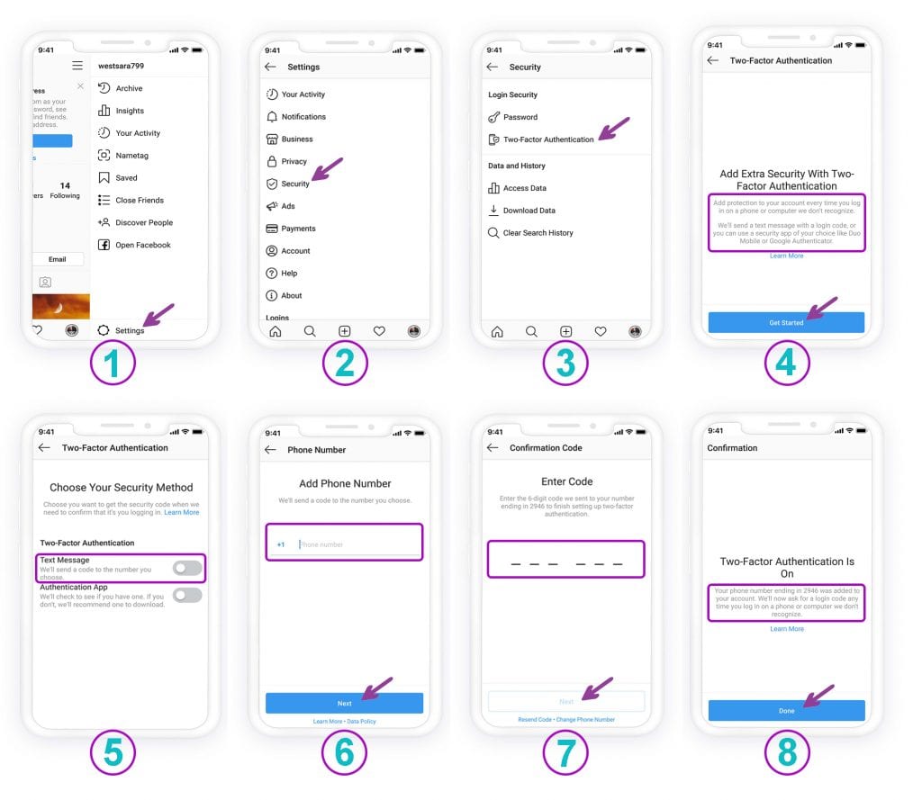 instagram two factor authentication