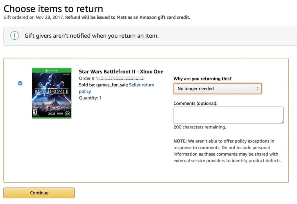 amazon gift return