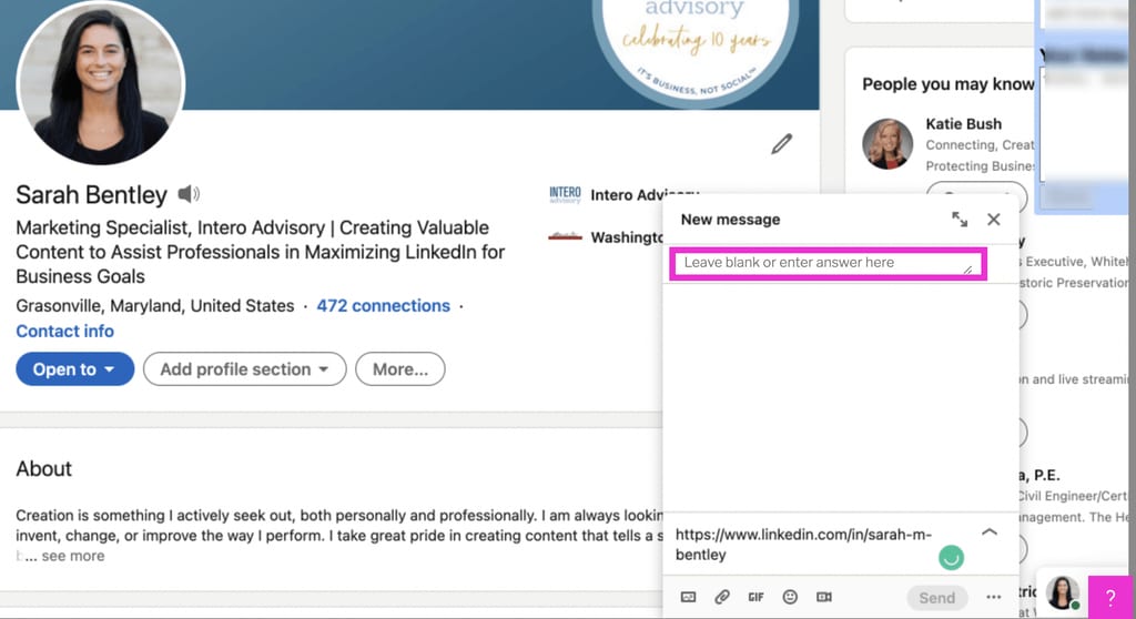 how to share linkedin profile