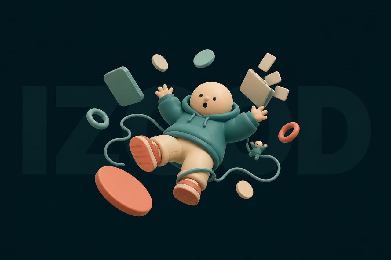 A chunky matte vinyl character tumbles backwards through the air.