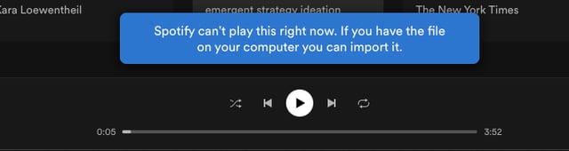 spotify can't play this right now