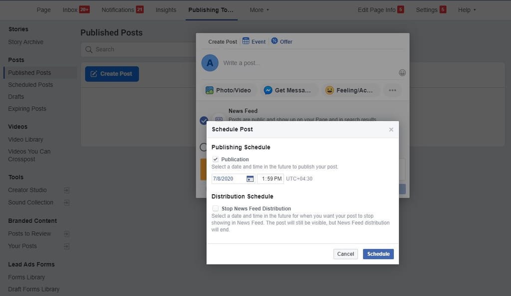 Use Facebook publishing tools