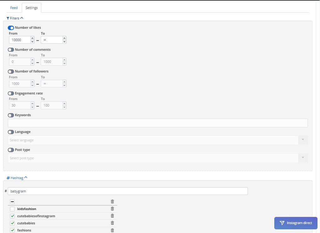 Instagram user and hashtag search tool 