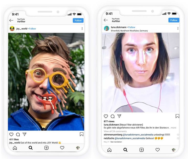 AR filter on Instagram