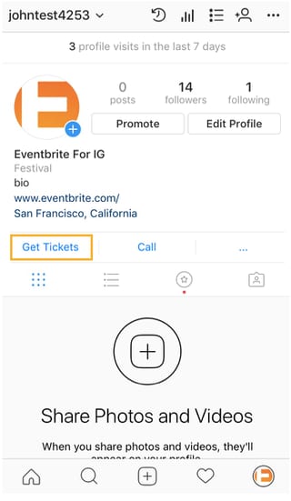 How to Add a "Get Tickets" Button to your Instagram Profile?