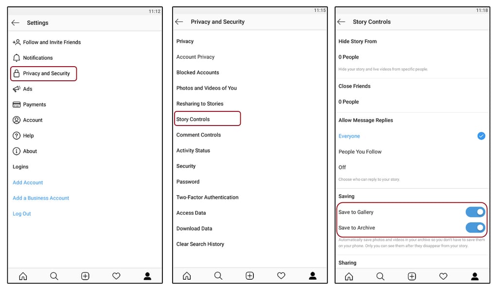 Instagram story control