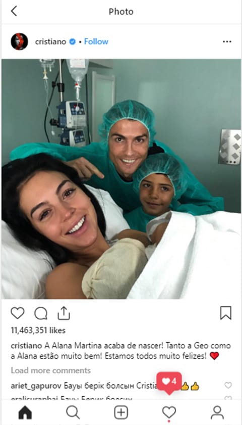 The 8 top most liked photos on Instagram on 2018