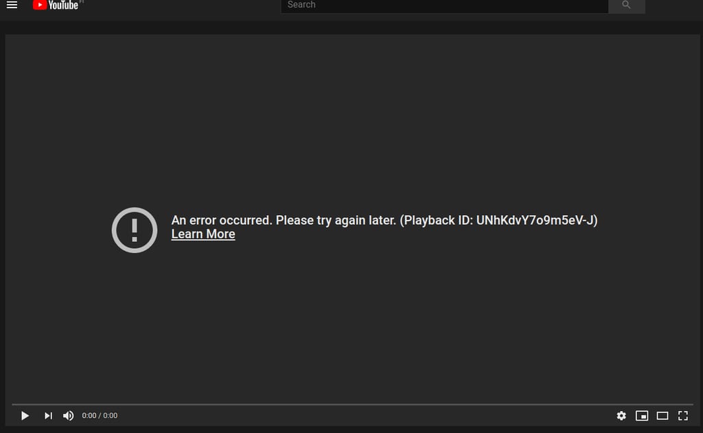 youtube not playing video