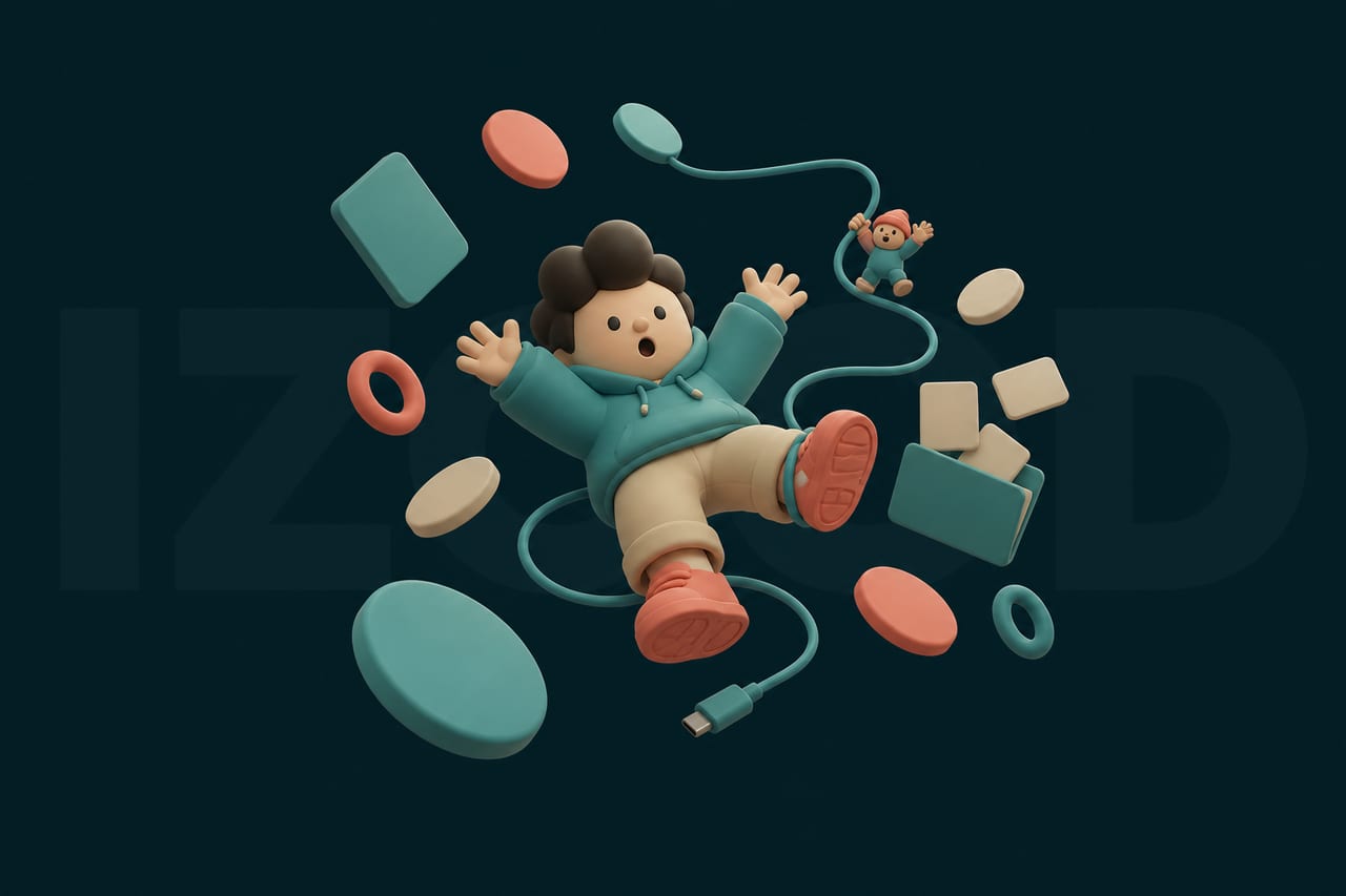A chunky matte vinyl character tumbles backwards through the air.