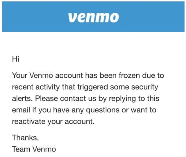 how to unfreeze venmo account