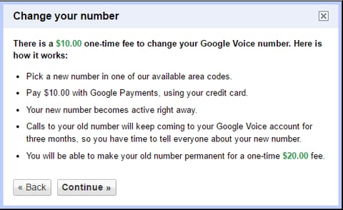 how to change google voice number