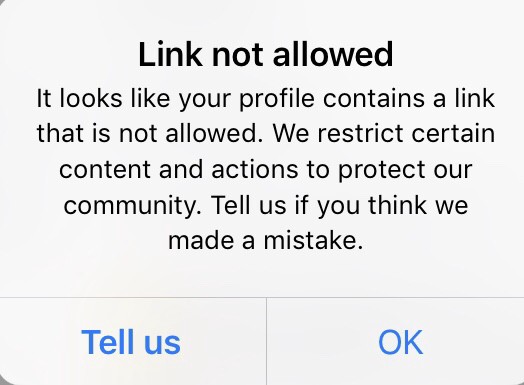 How to fix Instagram Link not Allowed Error