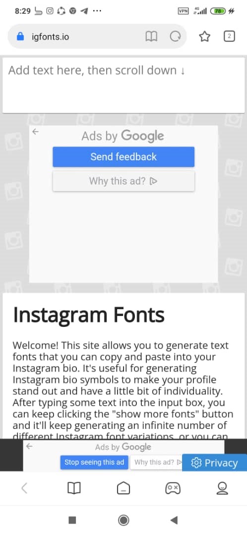 Instagram font generator