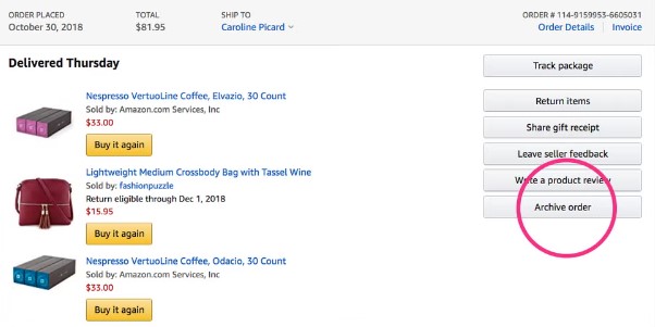 amazon archived orders