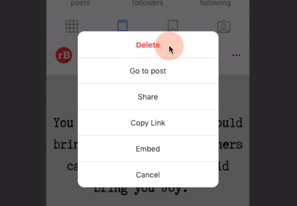 delete all instagram posts