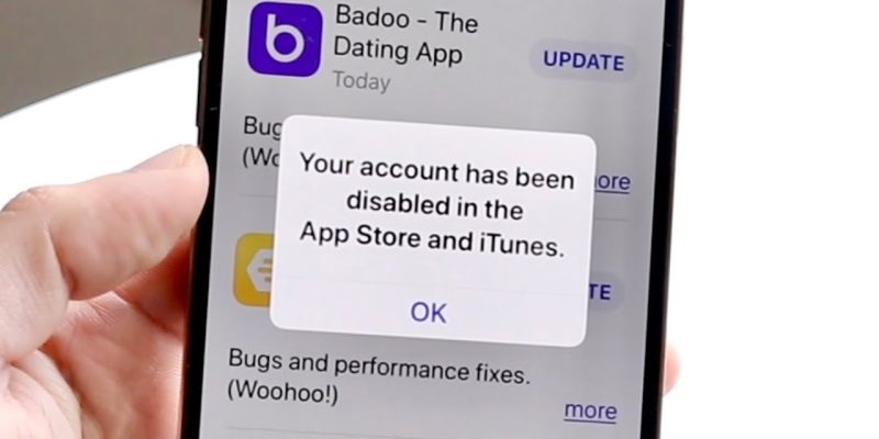 Your account has been disabled in the app store and iTunes