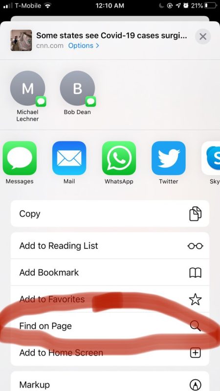 how to Control F on iphone