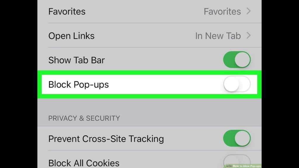 how to disable pop up blocker on iphone