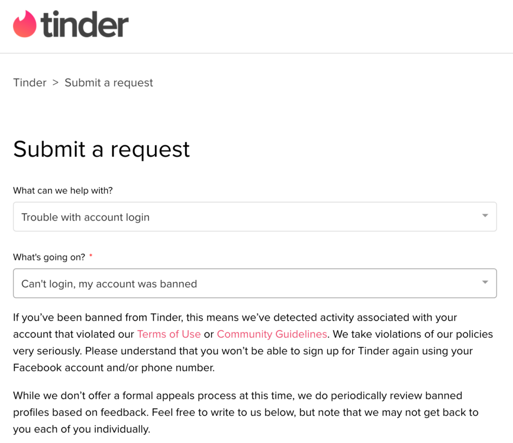 how to get unbanned from tinder
