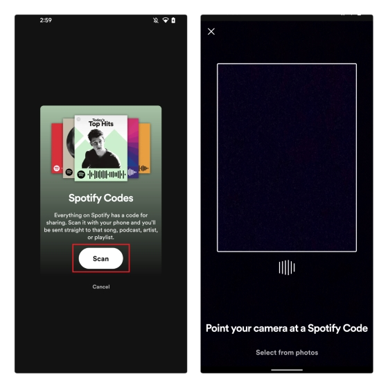 how to scan spotify code