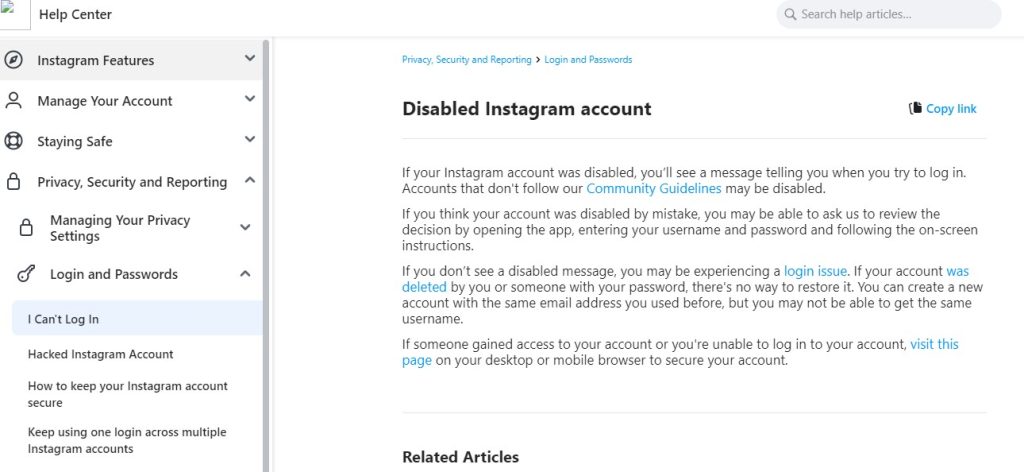 instagram deleted my account