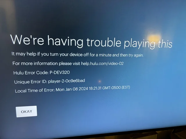 Hulu Error Code P Dev320